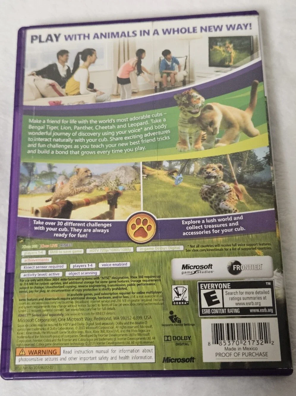 Microsoft Kinect Game Xbox 360 Kinectimals Everyone Video Game Family Fun